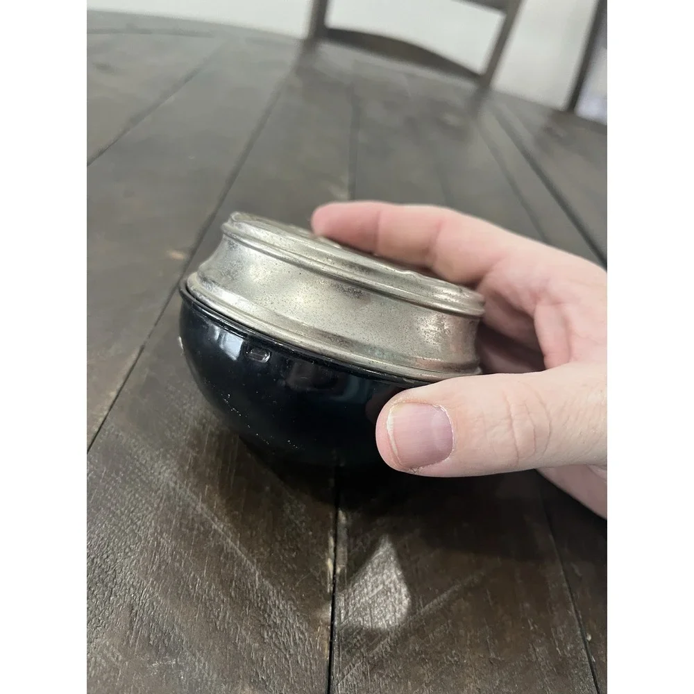 Vtg Metal Push Down Ashtray‎ Smokeless Silver Black Retro MCM